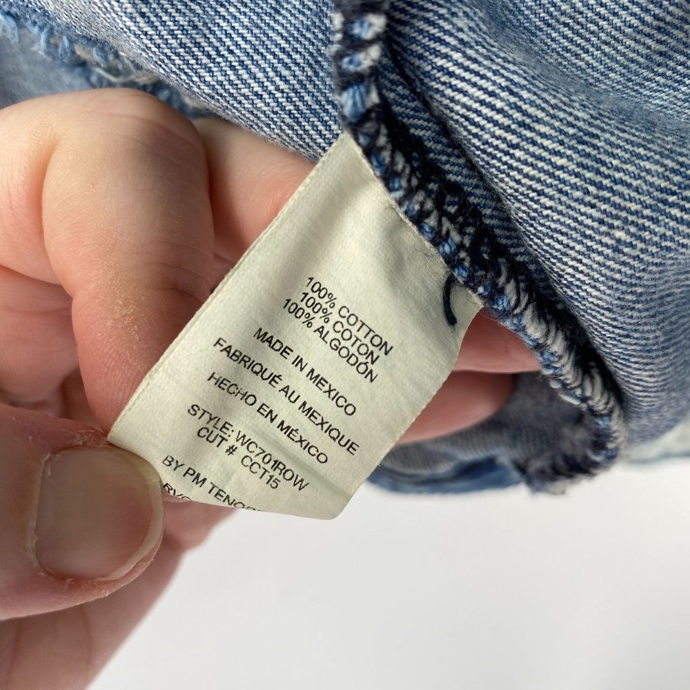 RVCA Mens denim jacket size small unisex light wash cotton distressed - Picture 8 of 13